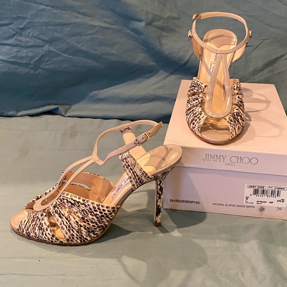 Beautiful Jimmy Choo Snake Skin Stiletto Sandals 8.5